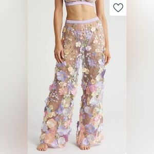 KILO BRAVA Floral Embroidered Pajama Pants Pastel Free People size Medium